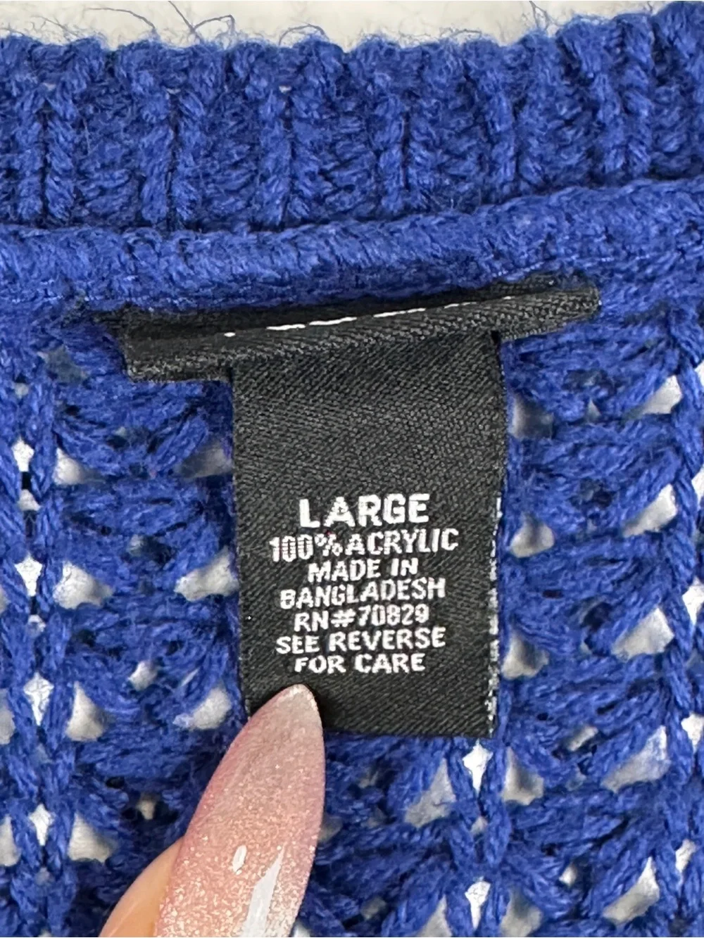 Rue 21 Women's Waffle Knit High Low Sweater Long Sleeve Crew Neck Pullover